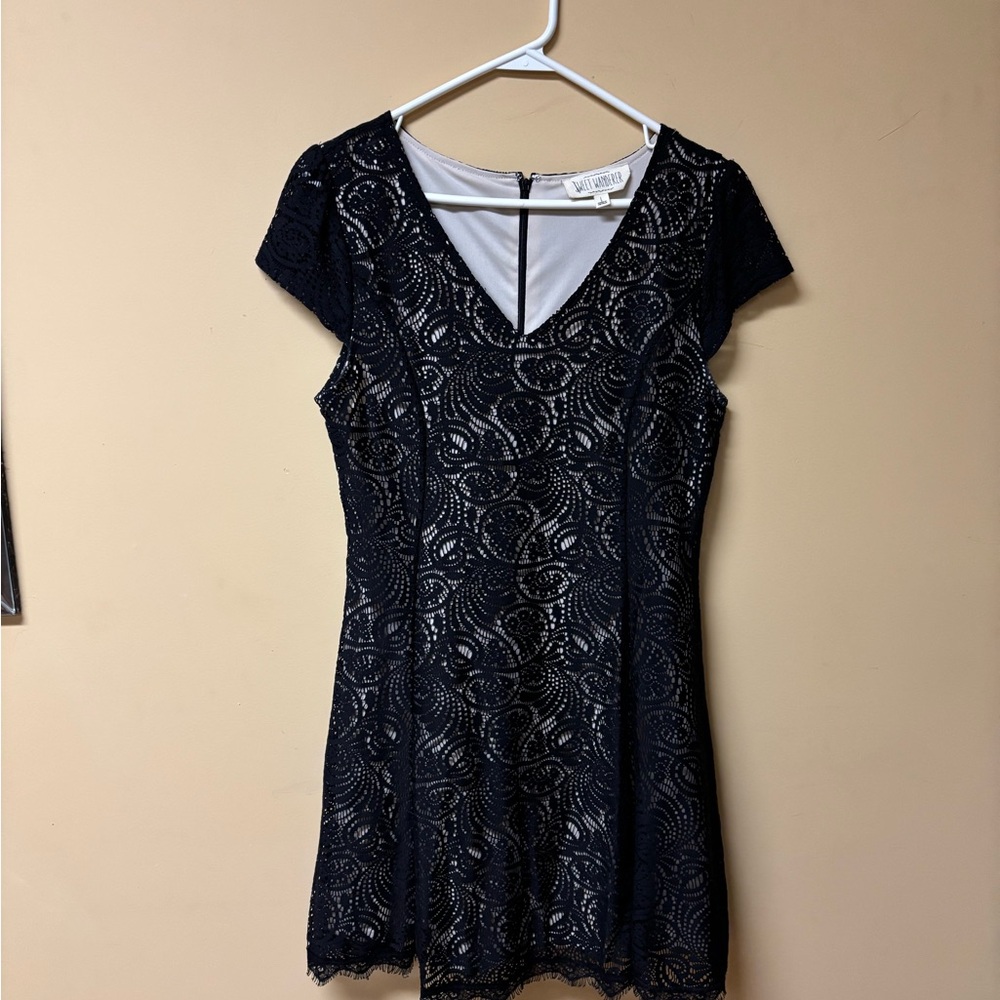 Sweet Wanderer Navy Lace Mini Dress